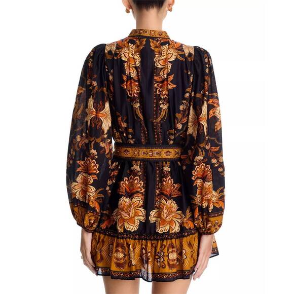 NEW FARM RIO majestic garden beaded buckle long sleeve mini dress in black - Picture 3 of 4